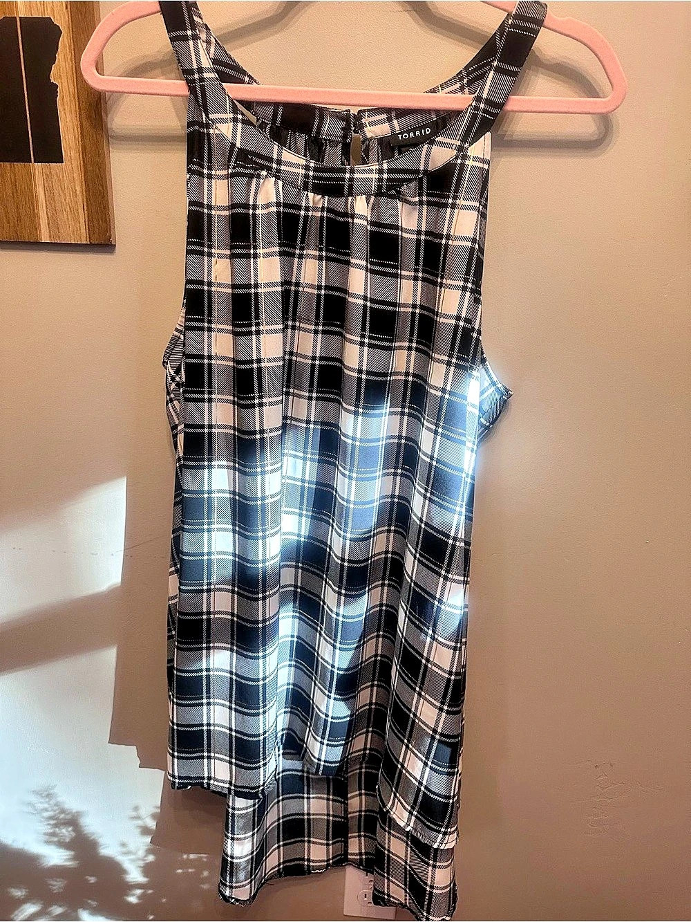 TORRID Plaid Sleeveless Blouse in Black & White Size 2X